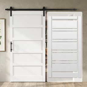 HOMCOM Ușă Glisantă Aplicată pe Perete 106.7x213.4 cm, Stil Shaker Industrial, Silențioasă, Impermeabilă, Albă | Aosom Romania
