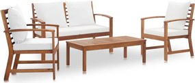 vidaXL Set mobilier de grădină cu perne, 4 piese, lemn masiv de acacia