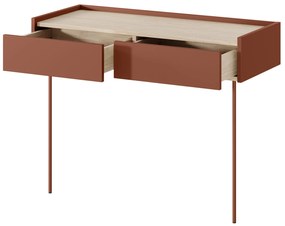 Consolă / masă de toaletă modernăcu două sertare Desin 2S - ceramică roșie / Stejar nagano
