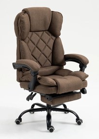 Scaun directorial, suport picioare, funcție recliner, textil, Maro