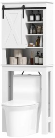 HOMCOM Mobilier WC deasupra toaletei cu ușă glisantă, cu 6 compartimente de depozitare, alb | Aosom Romania