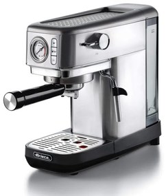 Espressor manual Ariete ESPRESSO METAL SLIM 1381/10, 1300W, 15 bar, 1.1 L, Manometru, Cafea macinata si doze ESE,  Inox