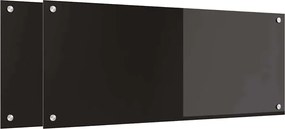 vidaXL Panou de bucătărie 2 pcs Negru 100 x 40 cm sticlă securizată
