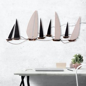 Decorațiune de perete 52x117 cm metal bărci cu vele