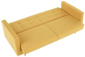 Canapea tapiţat 3 locuri, material textil muştar, AMEDIA