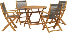 vidaXL Set mobilier de grădină 5 piese polipropilenă gri/lemn masiv