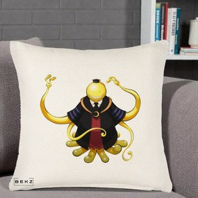 Perna Personalizata Assassination Classroom Koro-sensei, 40x40 cm, Crem Reliefat, Husa Detasabila, Perna Inclusa, BEKZ®
