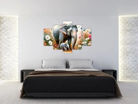 Tablou - Mama elefant, acuarelă (150x105 cm)