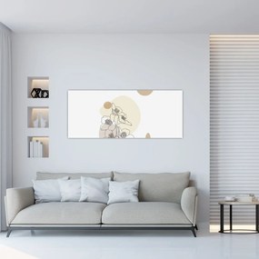 Tablou - Flori bej cu fluture N⁰4 (120x50 cm)