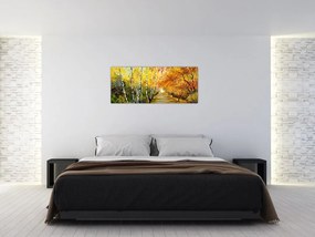 Tablou - Alee romantică de-a lungul apei, pictură în ulei (120x50 cm)