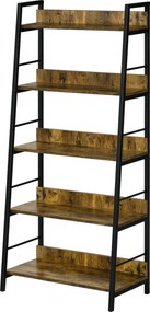 HOMCOM Etajeră bibliotecă Stil Industrial înclinat 5 Nivele 70L x 35l x 150H cm | Aosom Romania
