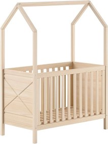 Pătuț în culoare naturală din lemn de pin cu înălțime reglabilă 60x120 cm Scott – Vipack