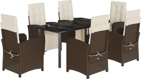 vidaXL Set mobilier de grădină cu perne, 7 piese, maro, poliratan