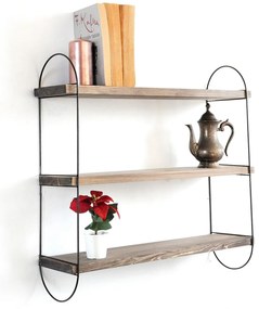 Raft decorativ de perete Duvelo 4 (Nuc + negru) . 1093668
