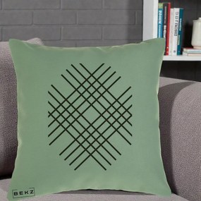 Perna Decorativa Geometric Grid, 40x40 cm, Verde, Husa Detasabila, Perna Inclusa, BEKZ®