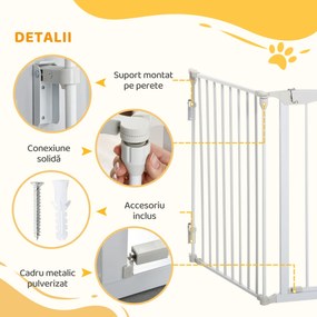 PawHut Gard Pliabil și Modular pentru Câini cu 3 Panouri Alb | Aosom Romania