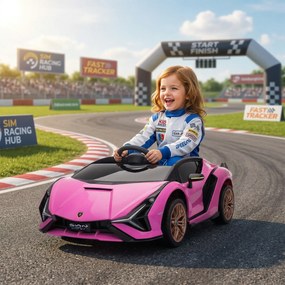 HOMCOM Masina Electrica pentru Copii 12V, Roz Lamborghini 12V cu telecomanda | Aosom Romania