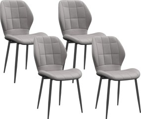 HOMCOM Set of Four Modern Style Flannel Dining Chairs - Light Grey | Aosom Romania