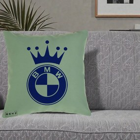 Perna Personalizata cu emblema BMW si Coroana, 40x40 cm, Verde, Husa Detasabila, Perna Inclusa, BEKZ®
