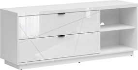 Comoda TV FORN, alb lucios, PAL, 156x43x61 cm