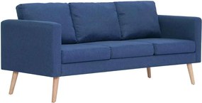 vidaXL Canapea cu 3 locuri, albastru, material textil