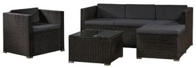 Jusky Set ratan de gradina Punta Cana L - perne negre/antracit