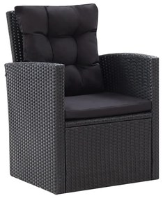 Set mobilier de gradina cu perne, 6 piese, negru, poliratan