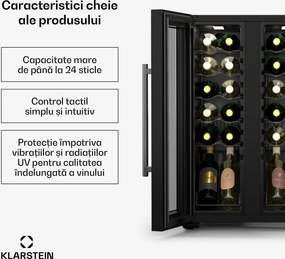 Klarstein Frigider pentru vin Shiraz, 2 zone de răcire, comandă tactilă, iluminare LED, model independent
