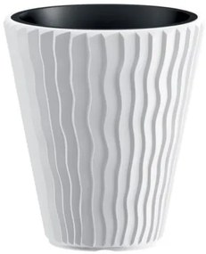 Ghiveci decorativ de flori, rotund, alb, 29.7x33 cm, Sandy