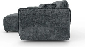 Colțar gri închis cu tapițerie din chenille (cu colț pe partea stângă/cu șezlong) Nelia – Ropez