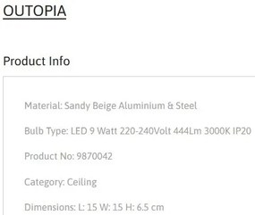 Spot LED aplicat stil minimalist OUTOPIA bej