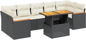 vidaXL Set mobilier de grădină cu perne, 8 piese, negru, poliratan