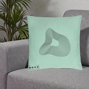 Perna Decorativa Abstract Linii Organice, 40x40 cm, Verde Menta, Husa Detasabila, Perna Inclusa, BEKZ®
