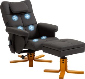 HOMCOM Fotoliu de masaj cu suport pentru picioare, spătar reclinabil până la 135°, compartiment de depozitare, telecomandă | Aosom Romania