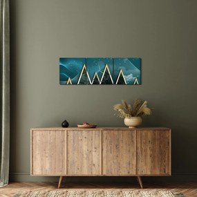 Tablou - Lună plină deasupra munțiilor aurii (cu ceas) (90x30 cm)