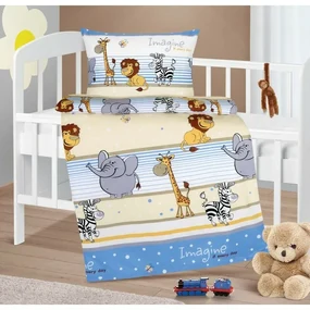 Bellatex Lenjerie de pat din bumbac Agata Safari albastru, 90 x 135 cm, 45 x 60 cm