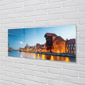 Tablouri acrilice Râul noapte oraș vechi Gdańsk