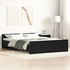 vidaXL Cadru pat fără saltea, stejar negru, 120x190 cm, lemn prelucrat