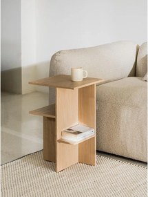 Noptieră în culoare naturală cu rafturi cu aspect de lemn de stejar Atik – noo.ma