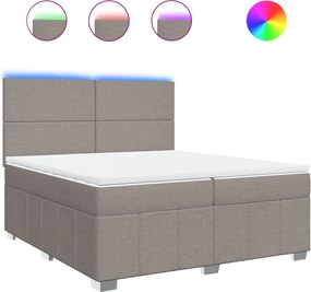 vidaXL Pat box spring cu saltea, gri taupe, 200x200 cm, textil