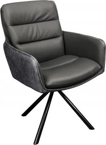 Set de 2 scaune pivotante Big George, microfibra/ piele gri