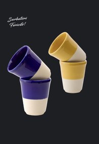 Set Cadou 4 Pahare Ceramica Arhitect Glaze Sarbatori (2 Pahare Albastru Cobalt 200ml, 2 Pahare Galbene 200ml)