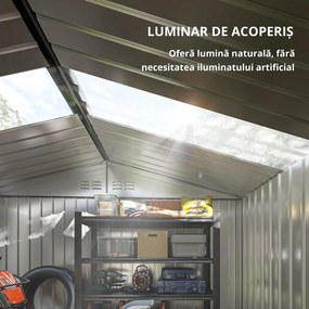 Outsunny Șopron pentru Unelte cu Acoperiș Înclinat și Uși Glisante Duble, 277x195x192 cm, Verde Închis | Aosom Romania