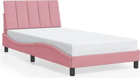 vidaXL Cadru de pat fără saltea, Hanko, roz, 100x200 cm, catifea