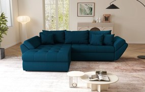 Colțar extensibil dumonde cu ladă de depozitare si sezut confortabil din spuma high-density, Loana Enjoy Petrol  270x185 cm