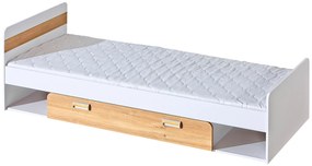 Pat de o persoană 80 cm Lavendon L13 (cu somieră) (Stejar nash + alb lucios). 1042043