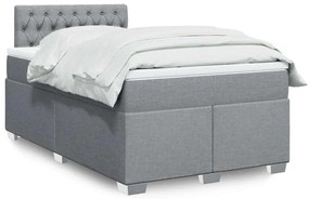 vidaXL Pat box spring cu saltea, gri deschis, 120x190 cm, textil
