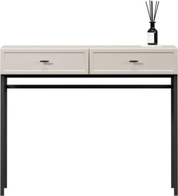 Consolă / măsuță toaletă Lorini 100 cm cu sertare - cașmir / mânere negre T-bar / cadru