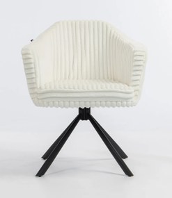 HR832 BAZĂ STEA Scaun Alb Teddy Cord cu Bază Neagră