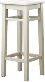 Scaun de bar alb French Country din lemn de pin, cu șezut pătrat și suport pentru picioare, 79 x 35 x 35 cm, „Oslo”